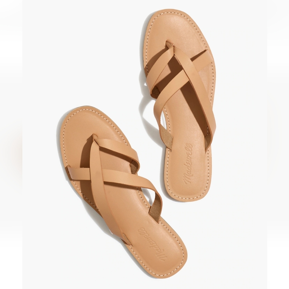 Madewell Tan Leather Boardwalk Thong Sandals Size 8.5
